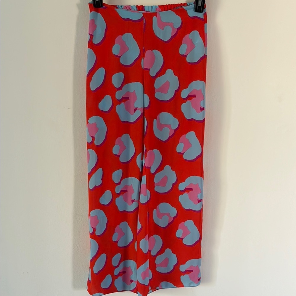 Asos Vibrant Red Pink Blue Patterned Beach Pants 4